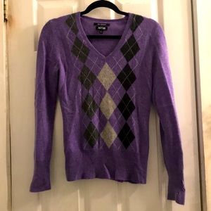 Purple Cashmere Argyle Sweater